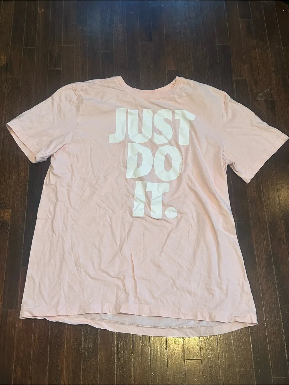 Nike Light Pink Tee with White JUST DO IT. Graphic
